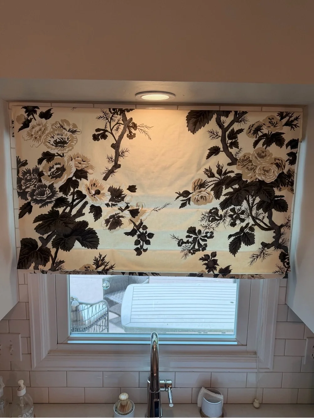 Custom Roman Shade in Schumacher Pyne Hollyhock